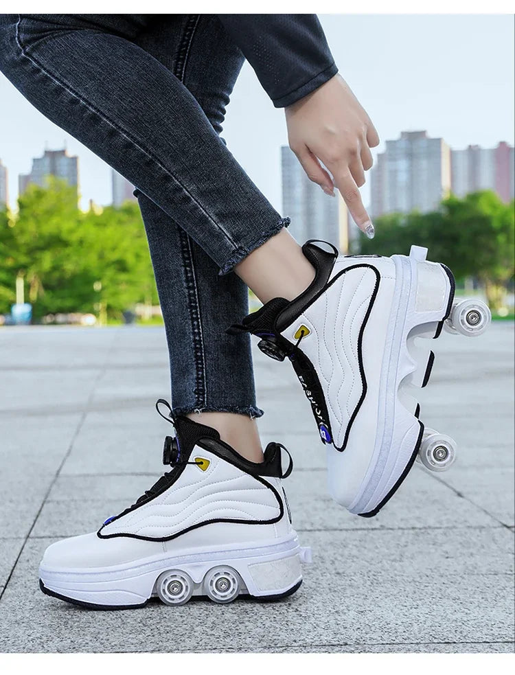 4 Wheel  Roller Skate Shoes For Girls Fashion Shoes With Wheels Women's Adjustable Rolling Skates Shoe Sneakers With Wheels