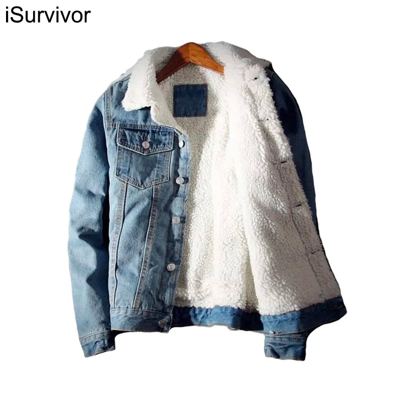 Men Denim Jacket Trendy Winter Warm Fleece Coats Mens Outwear Fashion Jean Jackets Male Cowboy Casual Clothes Plus US Size 4XL - TaMNz