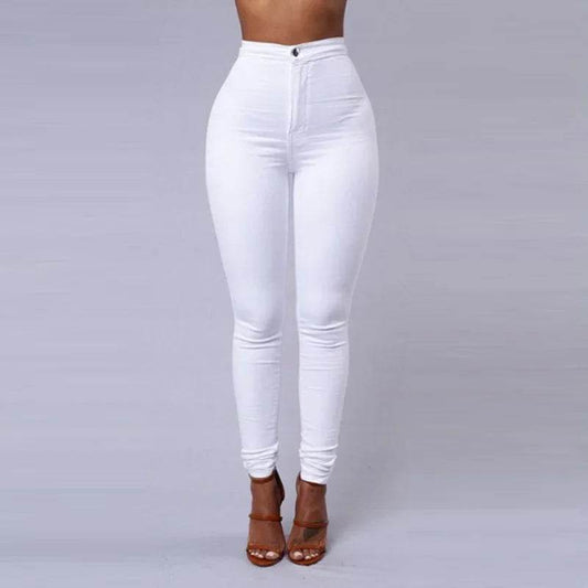 Solid Color Skinny Jeans Woman White Black High Waist Render Jeans Vintage Sexy Long Pants Femme Casual Pencil Pants Denim Jeans - Tamnz