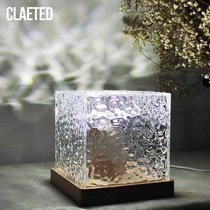 Claeted LED Dynamic Water Ripple Projector Night Lights Flame Atmosphere Table Lamp for Bedsides Livingroom Home Decor Lamps