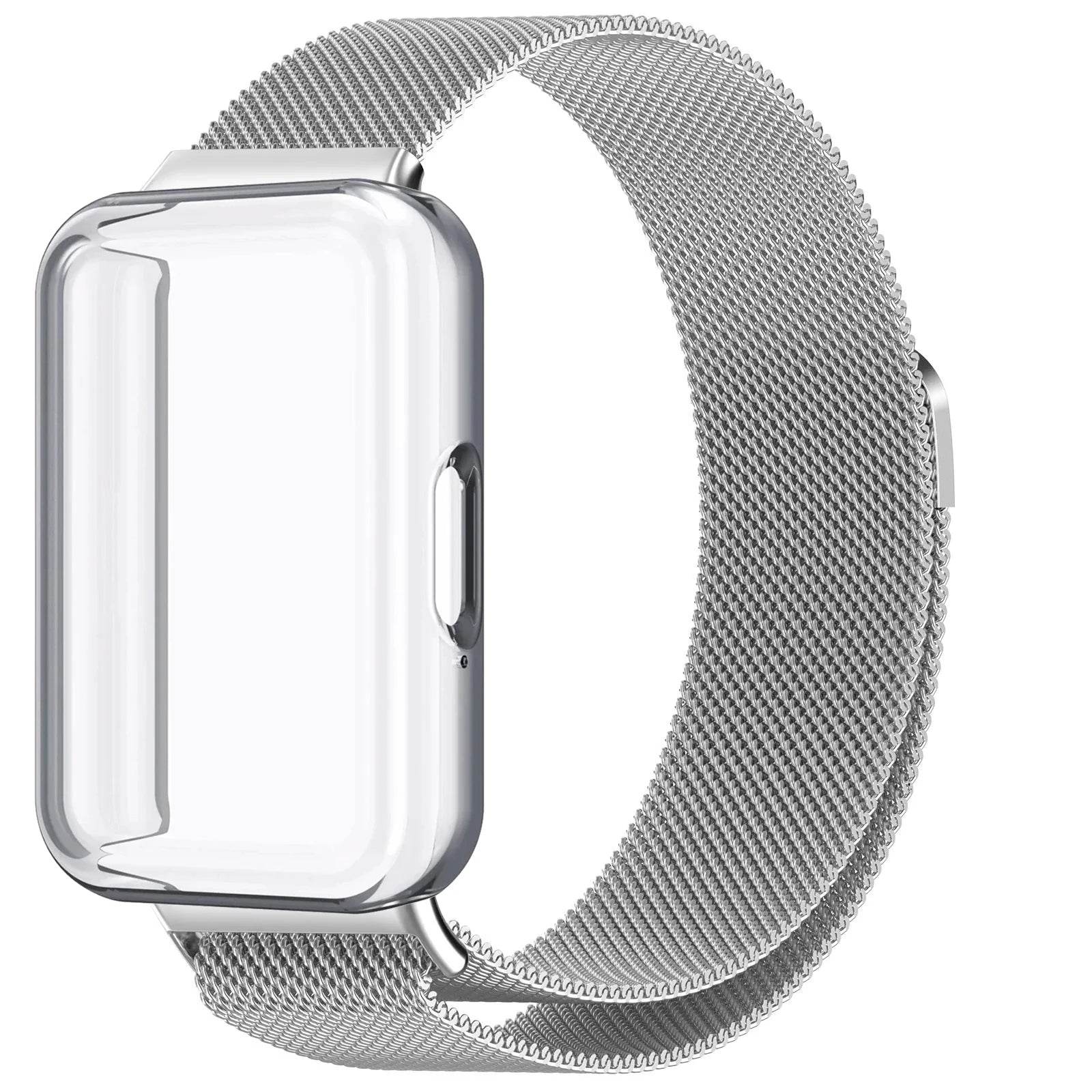 Milanese Loop Strap+TPU Case for Samsung Galaxy Fit 3 SM-R390 SmartWatch Replaceable Wristband for Galaxy Fit 3 Protective Cover - Tamnz