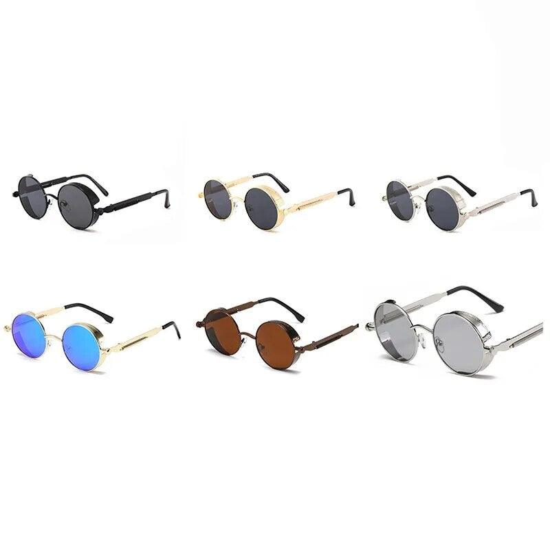 Metal Steam Punk Style Sun Glasses Steampunk Fashion Men Retro Round Sunglasses - TaMNz