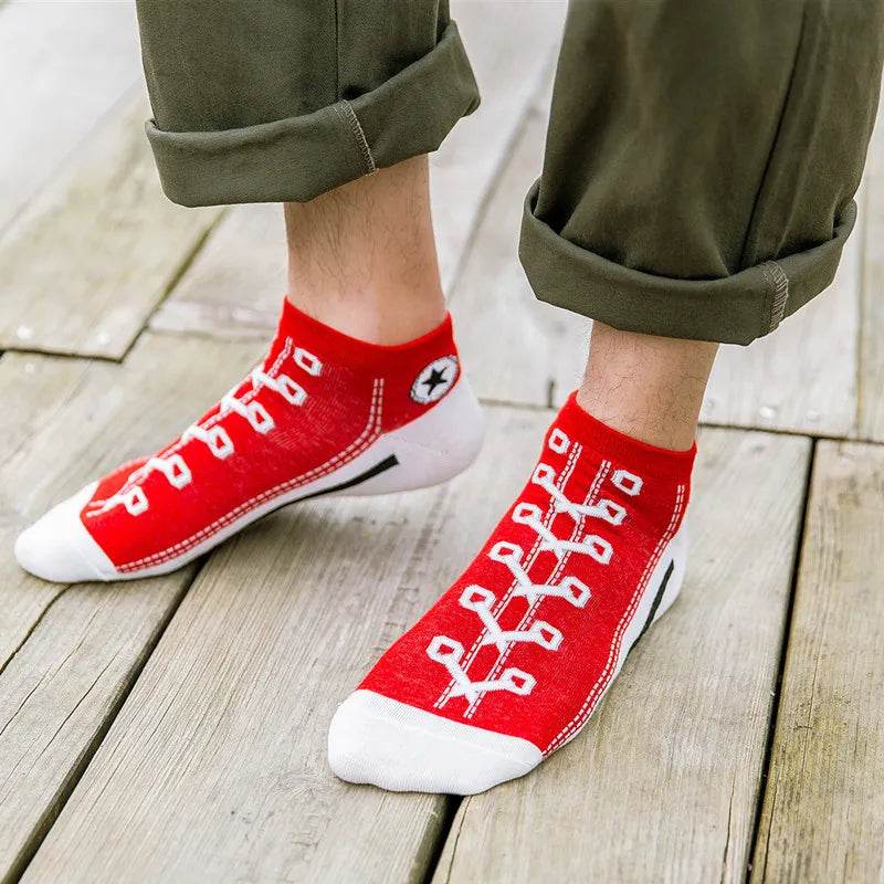 Fashion Funny Women's Men Harajuku Style Socks Kawaii Shoe Print Cute Short Sock Gift For Women Men Dropshipping - Tamnz