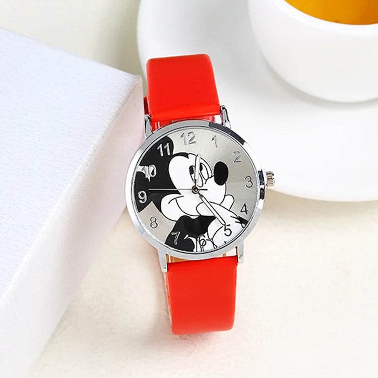 Disney Mickey Mouse Women Watches for Girls Black Leather Strap ultrathin Ladies Watch Quartz Clock Wrist Relogio Feminino - Tamnz