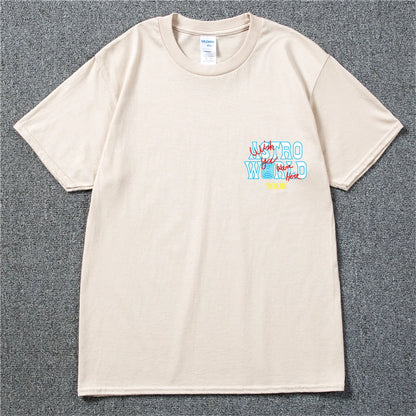 New Summer Hip Hop T Shirt Men Women Cactus Jack Harajuku T-Shirts WISH YOU WERE HERE Letter Print Tee Tops - TaMNz