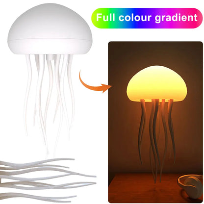 Cartoon Jellyfish Night Light RGB Gradient Cute Jellyfish Bedside Lamp Voice Control Type-C Charging Atmosphere Light LED Lamp