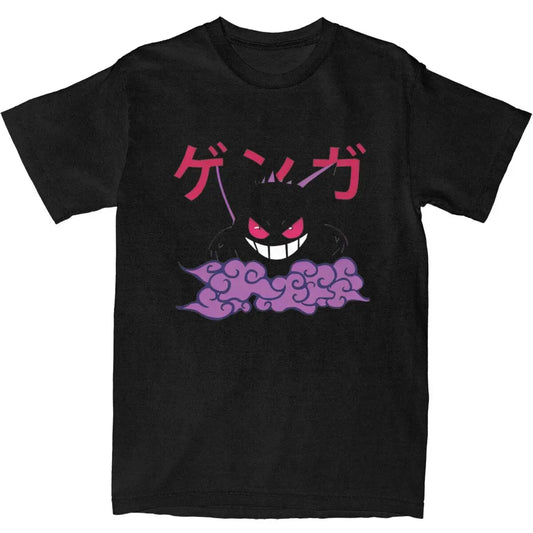 Pokemon Gengar T-Shirt Hip Hop T-Shirts Short Sleeve Vintage Tshirt Summer Cotton Crew Neck Oversized Tees