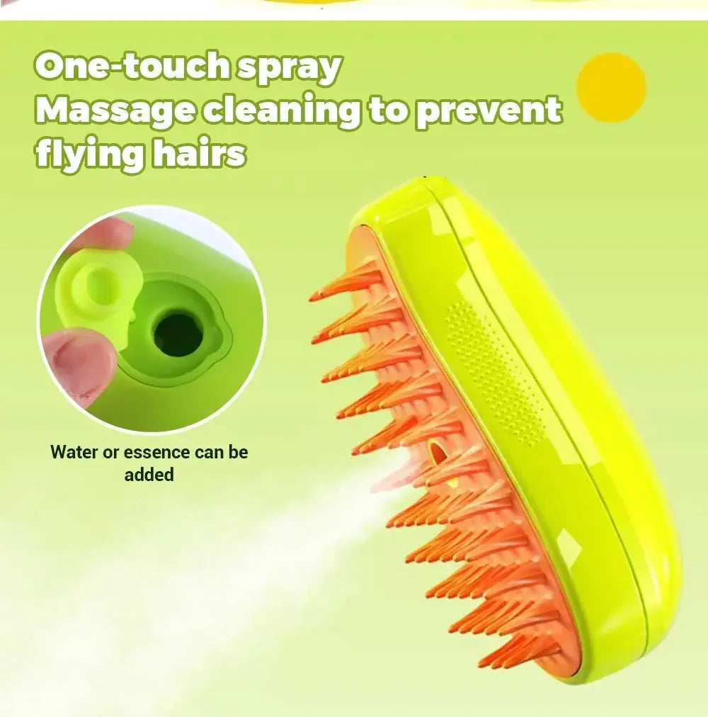 Steamy Dog Brush Electric Spray Cat Hair Brush 3 in1 Dog Steamer Brush for Massage Pet Grooming Removing Tangled and Loose Hair