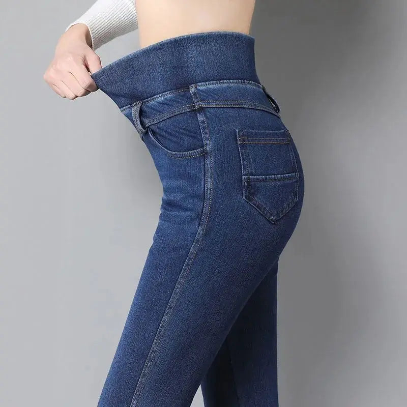 Elastic Waist High Waist Jeans for Women Spring and Autumn 2023 New Slim Elastic Women's Age Reducing Casual Pants