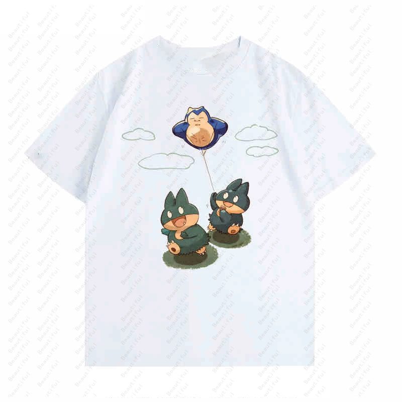 Pokemon Kabi Little Kabi Beast Cartoon Q Version Cute Couple Short-Sleeved T-Shirt Summer Men And Women Cotton Top T-Shirts