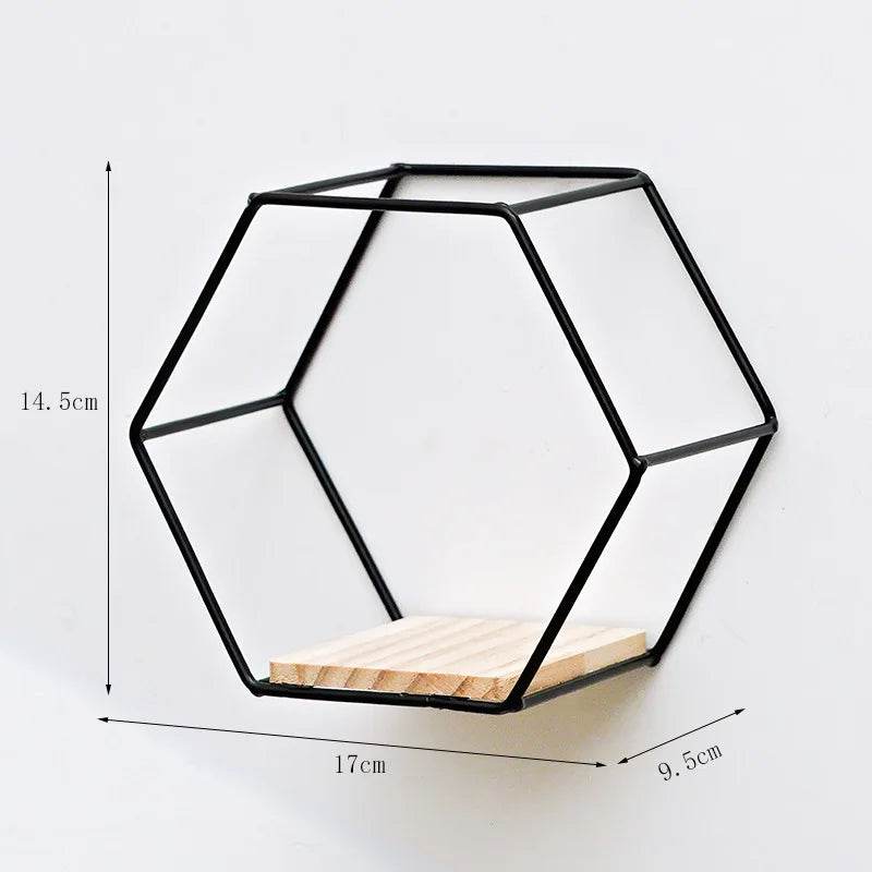 Floating Wall Shelf Sundries Storage Holder Living Room Home Decoration Wall Mounted Hexagon Shelf Handicraft Display Rack - Tamnz