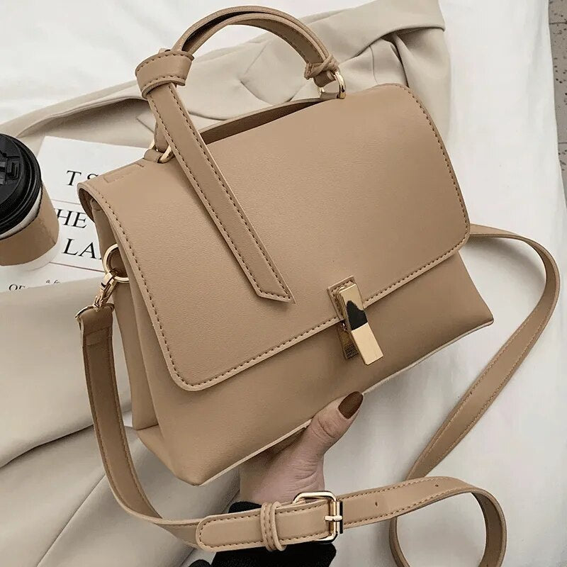 Women Leather Handbags Simple Top-handle Bags Female Vintage Shoulder Bag for Girls Bolsa Ladies Crossbody Bags Sac Casual Tote - TaMNz