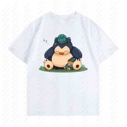 Pokemon Kabi Little Kabi Beast Cartoon Q Version Cute Couple Short-Sleeved T-Shirt Summer Men And Women Cotton Top T-Shirts