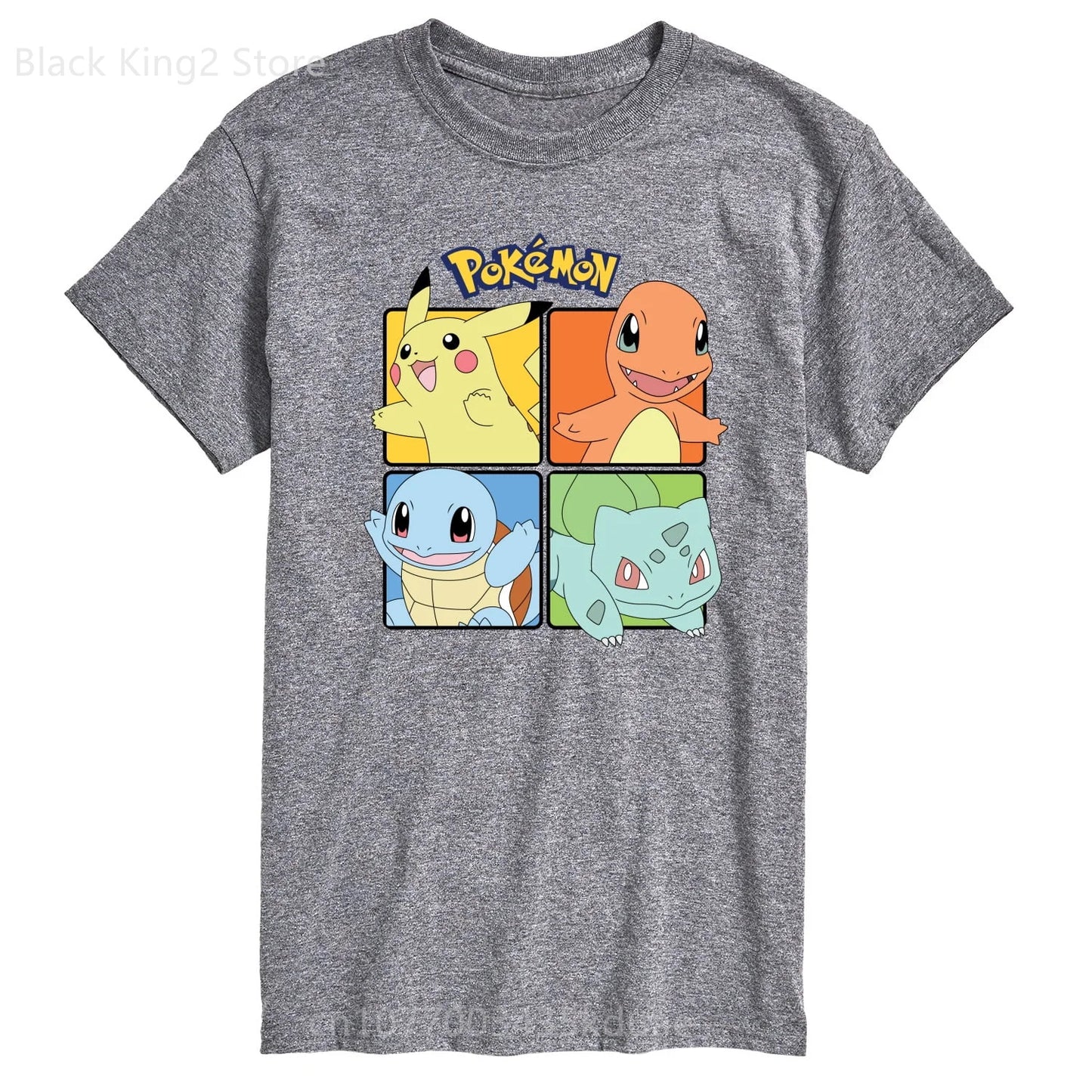 Pokémon Pikachu T-Shirt Mens Charmander Bulbasaur Squirtle Anime&Manga Graphic T Shirts for Women Men Clothing Cotton Boys Tops