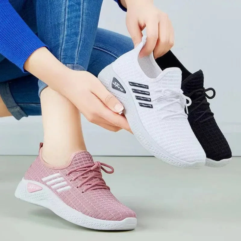 Fly-Knit Sneakers Spring and Summer Soft Casual Shoes Mesh Low-Top