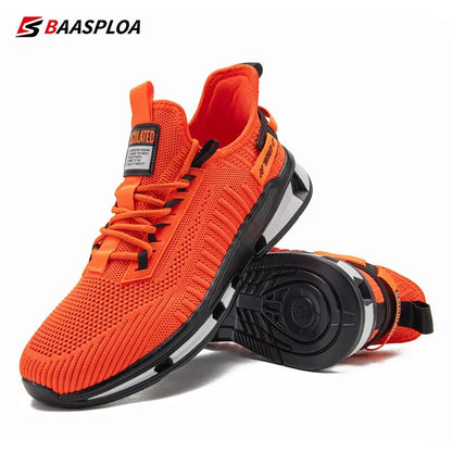 Baasploa 2023 New Men Sneaker Comfortable Knit Walking Shoes Breathable Fashion Sneaker Anti-Slip Shock-Absorbing Casual Shoes