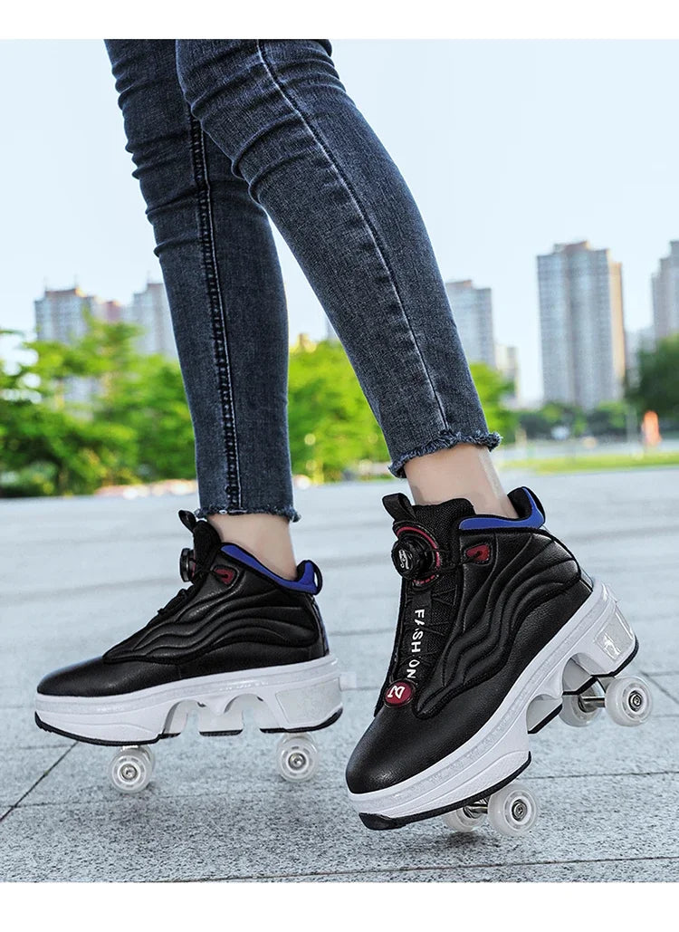 4 Wheel  Roller Skate Shoes For Girls Fashion Shoes With Wheels Women's Adjustable Rolling Skates Shoe Sneakers With Wheels