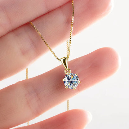 Butterflykiss 1 CT Real Moissanite Pendant Necklace For Women Top Quality 925 Sterling Silver Wedding Party Bridal Fine Jewelry