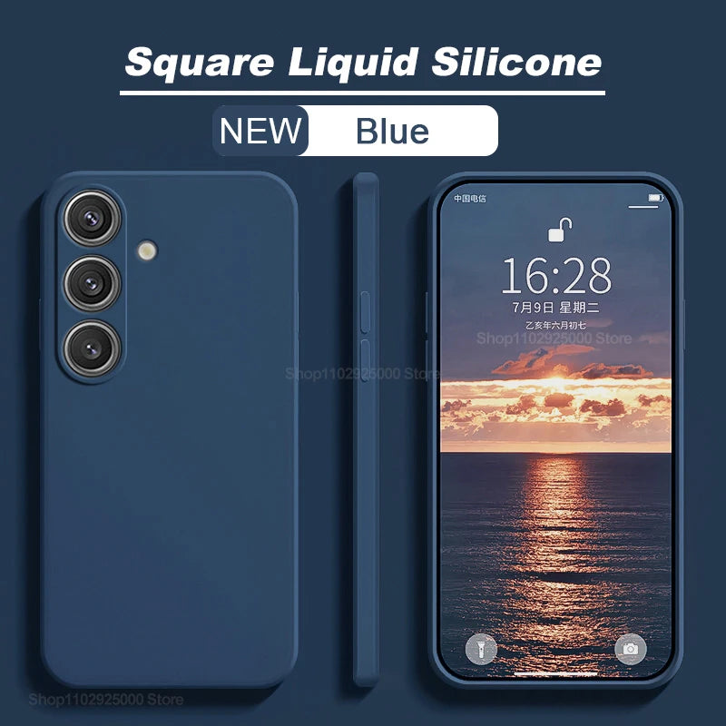 S24 S23 S22 Ultra Case Square Liquid Silicone Phone Cases For Samsung Galaxy S24 S 24 S23 S22 Ultra Plus S24Ultra Soft TPU Cover