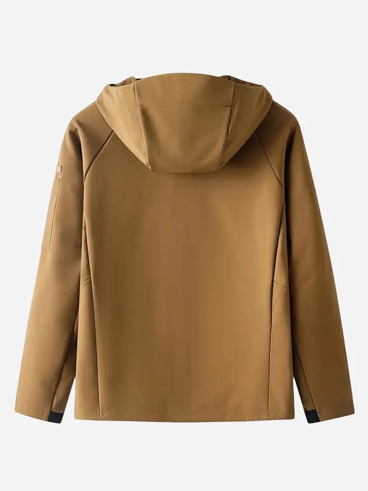 2023 Autumn Winter New Men's Jacket Outdoor Water Repellent Fleece Lined Warm Hooded Windbreaker Plus Size Casual Softshell Coat - TaMNz