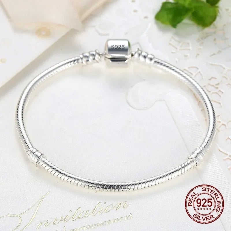 Luxury Handmade Original Fine Jewelry 925 Sterling Silver Charm Bracelet Soft Smooth Snake Bone Bracelets for Women