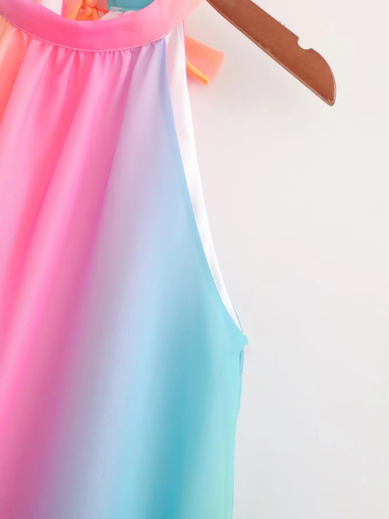 SLTNX TRAF Rainbow Mini Dresse for Women Fashion Chiffon Sleeveless Dresses Ladies Chic Lace-up A-Line Casual Loose Dress New In - TaMNz