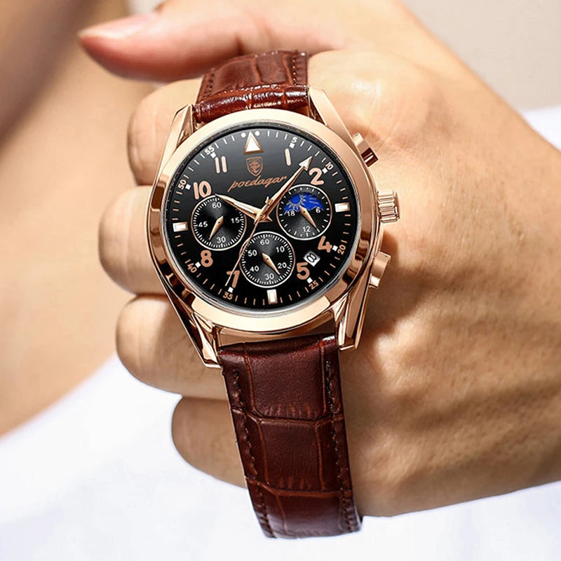 Luxury Brand Genuine Leather Quartz Wristwatch