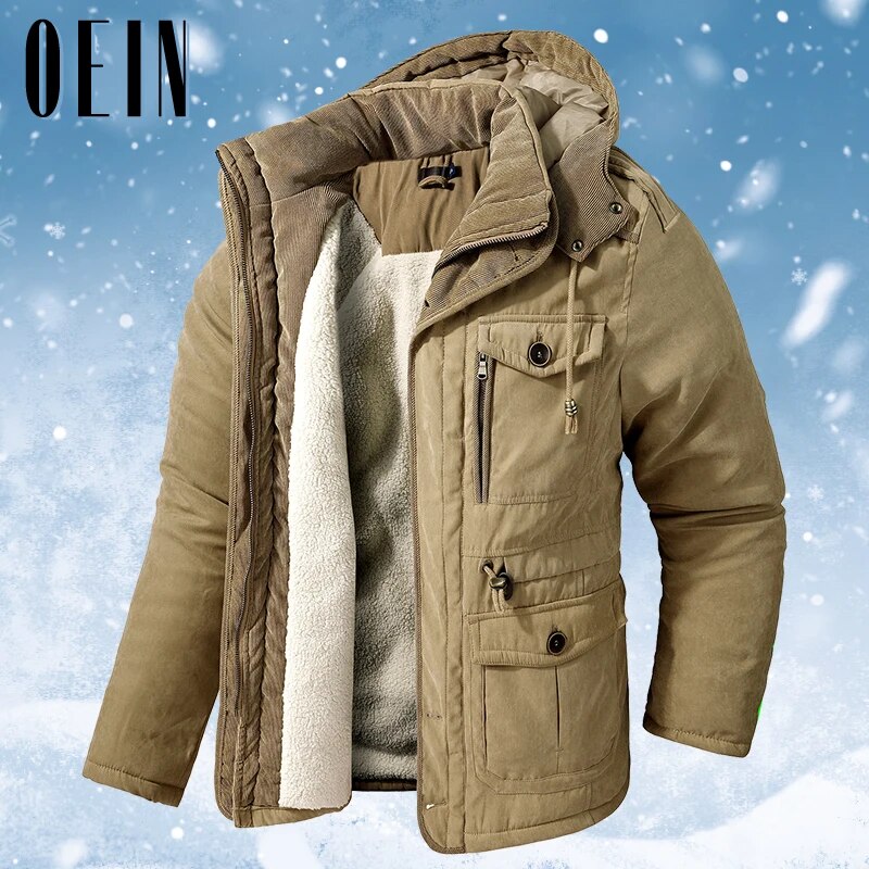 Winter Thick Jacket Men Outdoor Parka Coat Fur Linner Warm Cargo Jackets Male Windbreaker Outwear Parkas Military Army Overcoats - TaMNz