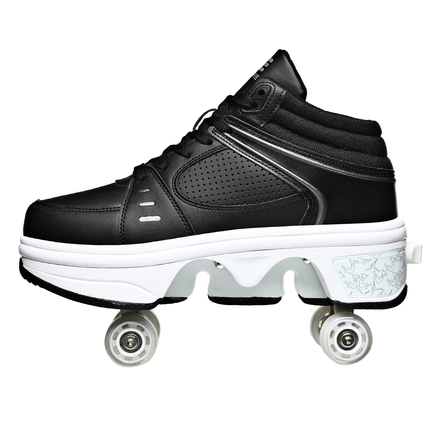 2023 New Dual-purpose Roller Skating Deformation Shoes Double Row Roller Skating Shoes Modified Version Four-wheel Running Shoes