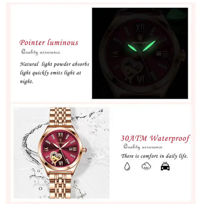 POEDAGAR Women Watches Fashion Rose Gold Stainless Stain Steel Ladies Watch Waterproof Quarzt Wristwatch Romatic Girlfriend Gift