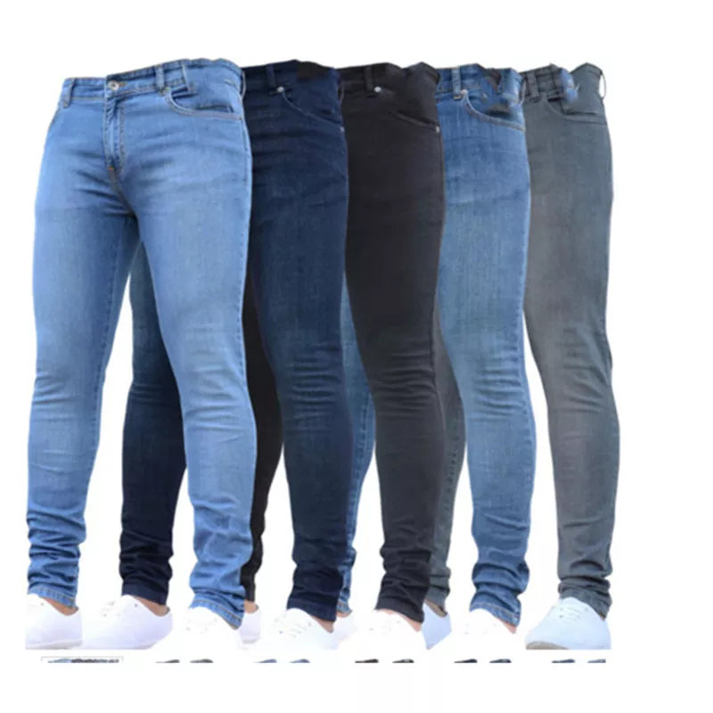 Men Pants Fashion Men Casual Pants Stretch Jeans Skinny Work Trousers Male Vintage Wash Plus Size Jean Slim Fit for Men Clothing - TaMNz