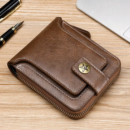 Vintage Small Men's Wallet Pu Leather Short Purse Men Hasp Zipper Clutch Solid Porte Feuille Hommes Porte Monnaie Homme - TaMNz