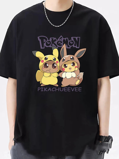 （Miniso) Pokemon Fire Dragon T-Shirt Y2k Tees Men Fashion Kid T-Shirt Top Men Cotton T-Shirt Summer Women T-Shirt Men Clothing