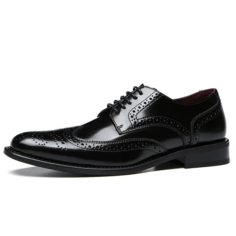 Classic British Style Pointed Toe Leather Shoes Men Oxfords Business Formal Leather Shoes Brogue - TaMNz