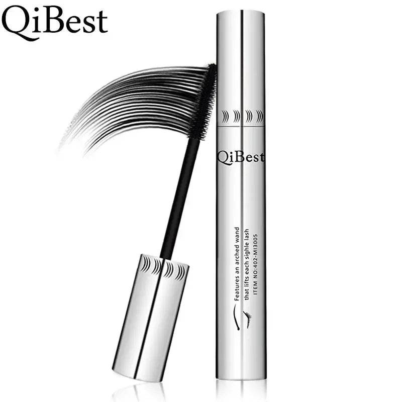 Qibest Silver Tube Waterproof Mascara Make Long & Curl Eyelashes Not Dizzy Easy To Remove Black Mascara Everlong Lasting - Tamnz