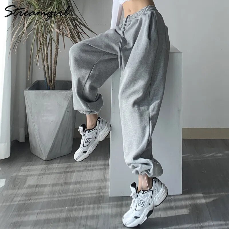 Gray Sweatpants Women 2023 Autumn Oversize Khaki Women Pants High Waist Women's Joggers Loose Women's Sports Pants Sweatpants - TaMNz