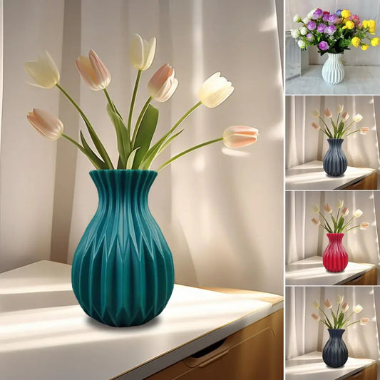 1Pc Decorative Vase Elegant Fine Workmanship Flower Vase for Home Decoration Modern Plastic Flower Pot for Room Ornament Wedding - TaMNz