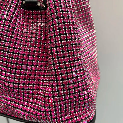 Shiny Crystal Clutch purse bucket Shoulder bag rhinestone Handmade luxury Designer Evening clutch Bag Purse - TaMNz