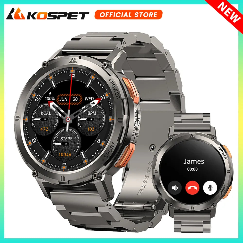 Original KOSPET TANK T2 Ultra Smartwatches For Men Watches AMOLED AOD Smartwatch Bluetooth Call Electronic Men's Smart Watch - TaMNz