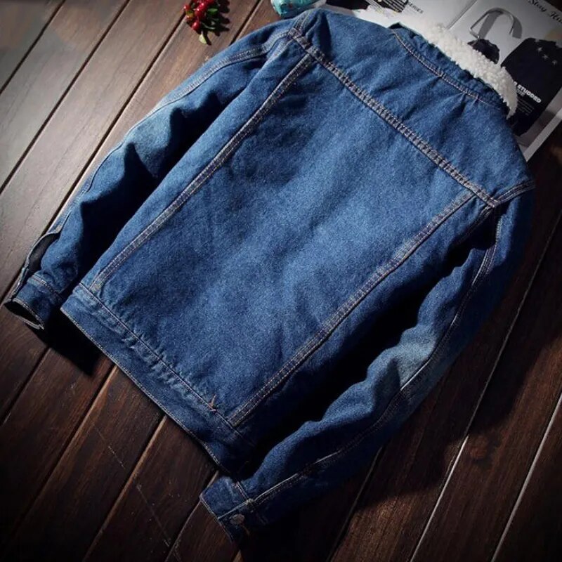 Men Denim Jacket Trendy Winter Warm Fleece Coats Mens Outwear Fashion Jean Jackets Male Cowboy Casual Clothes Plus US Size 4XL - TaMNz