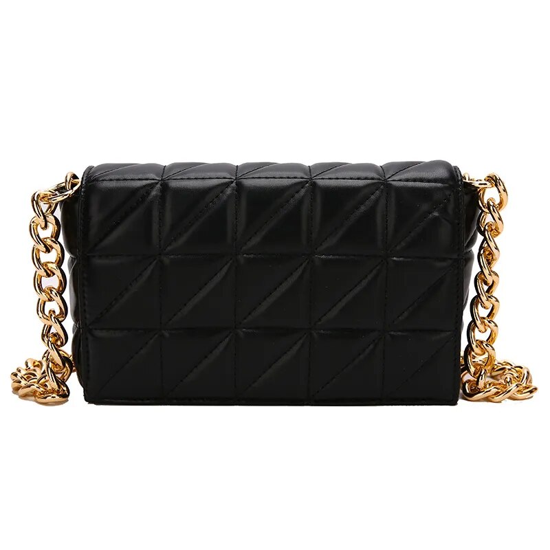 Woman Bags Quilted Shoulder Bags For Women Shiny Gold Handbag Metal Small Single Shoulder Bag - TaMNz