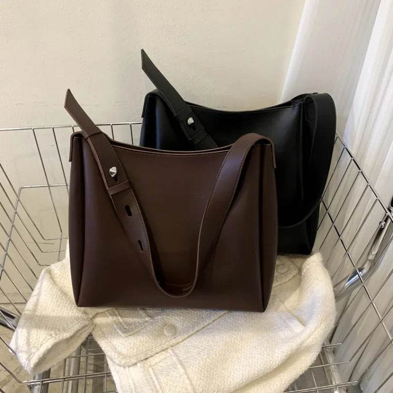 Fashion Leather Tote Bag for Women 2024 Trends Female Simple Large High Capacity Shoulder Side Bag Handbags and Purses Women Bag - Tamnz