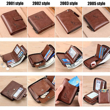 Coin Purse Wallet RFID Blocking Man Leather Wallet Zipper Business Card Holder ID Money Bag Wallet Male - TaMNz