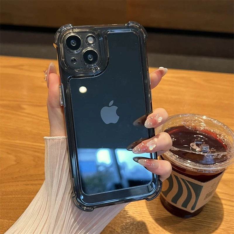 Luxury Shockproof Transparent Case For iPhone 16 15 14 13 12 11 Pro Max X Xs XR Max 7 8 Plus SE2 Clear Soft Bumper Cases Cover - Tamnz