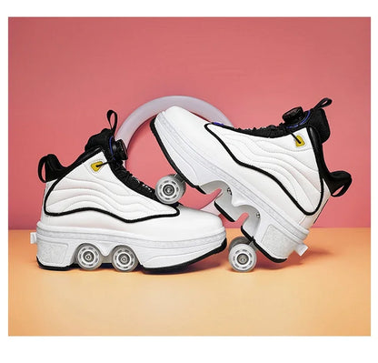 4 Wheel  Roller Skate Shoes For Girls Fashion Shoes With Wheels Women's Adjustable Rolling Skates Shoe Sneakers With Wheels