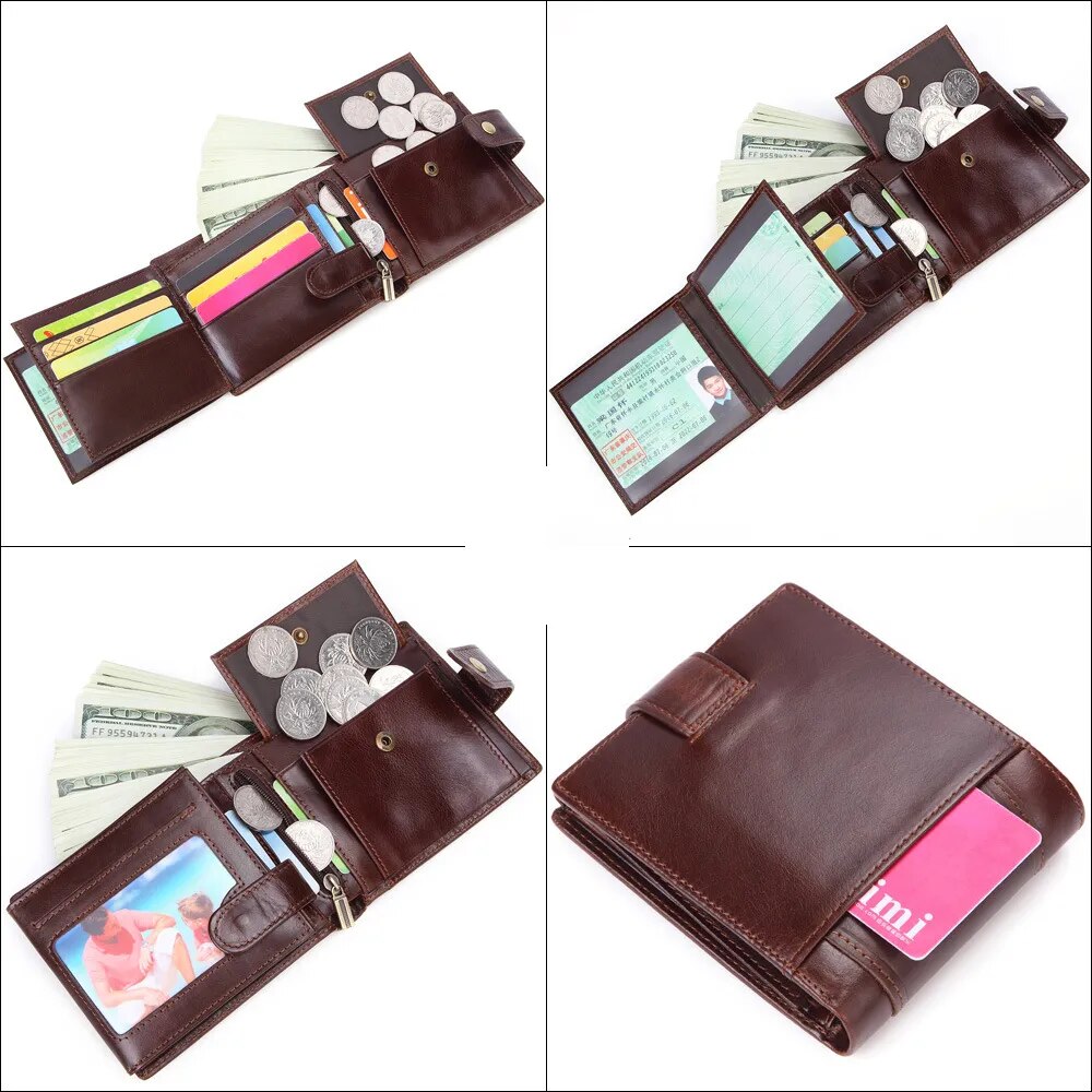 Men's Wallet Rfid Vintage Genuine Leather Wallets for Men Credit Card Holder Purse Money Bag Wallet Man - TaMNz