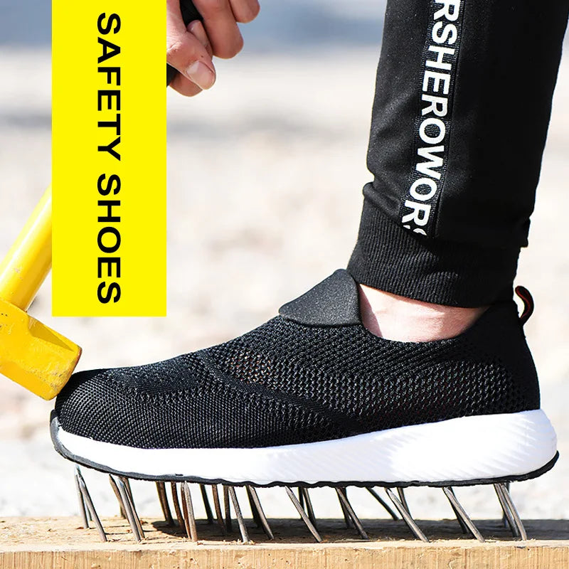 Summer Mesh Lightweight Work Sneakers Steel Toe