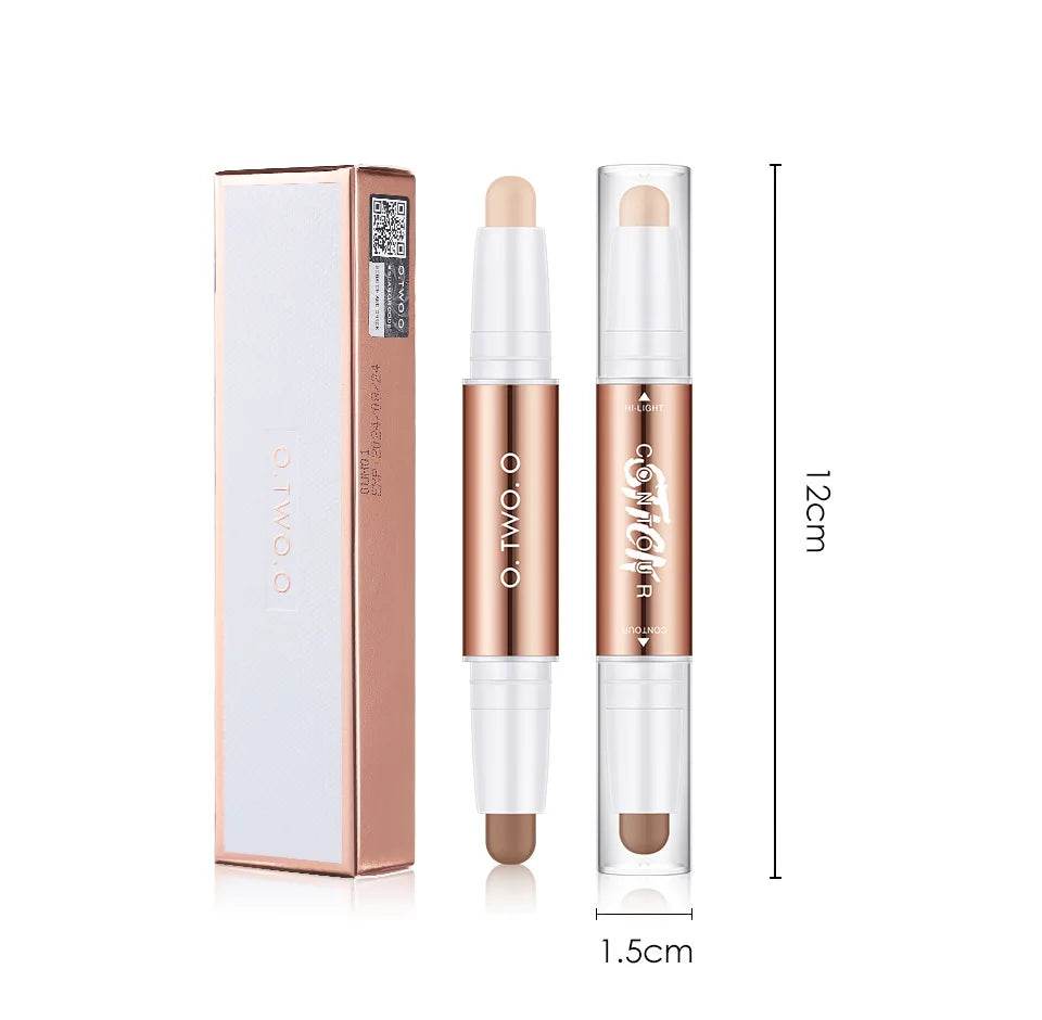 O.TWO.O Contour Stick Double Heads Contour Waterproof Matte Finish Highlighters Clavicle Shadow Pen Face 3D Highlight Concealer - Tamnz