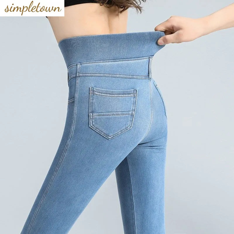 Elastic Waist High Waist Jeans for Women Spring and Autumn 2023 New Slim Elastic Women's Age Reducing Casual Pants