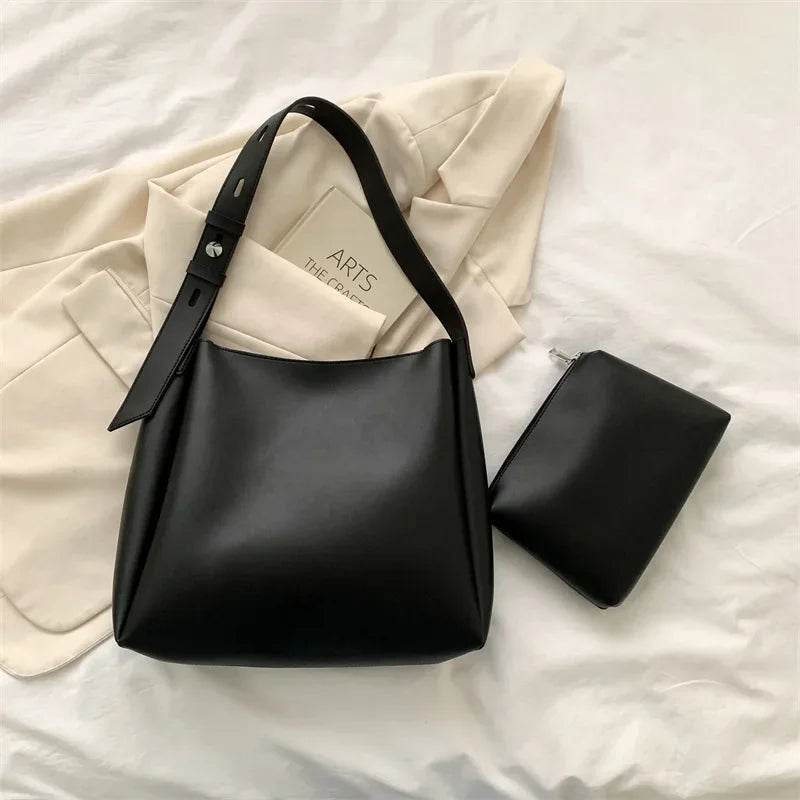 Fashion Leather Tote Bag for Women 2024 Trends Female Simple Large High Capacity Shoulder Side Bag Handbags and Purses Women Bag - Tamnz